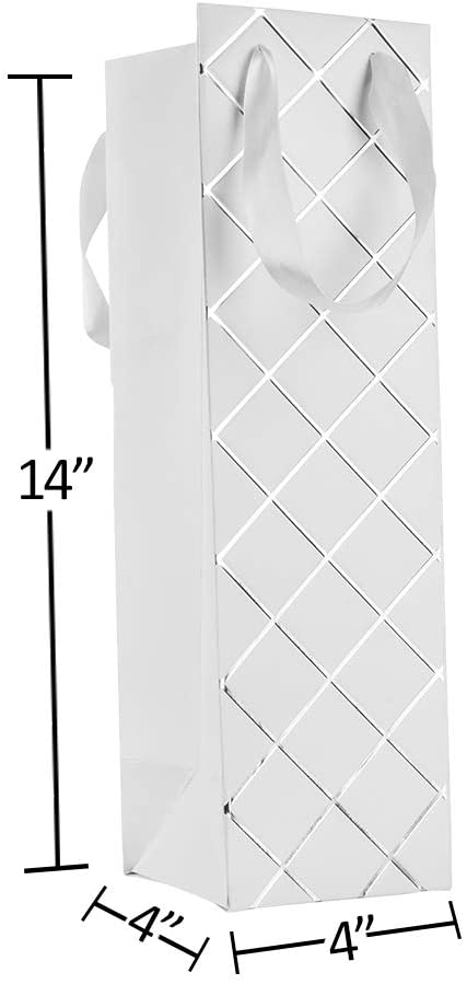 Diamond Wine Gift Bags Set 12 Pack White 14"X 4"X 4"